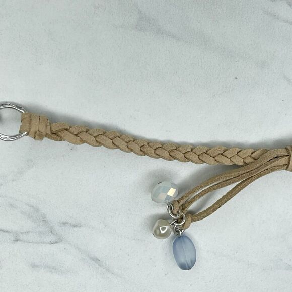 Chicos Silver Tone Blue Beaded Faux Suede Braided Long Necklace ✨ - Picture 12 of 12